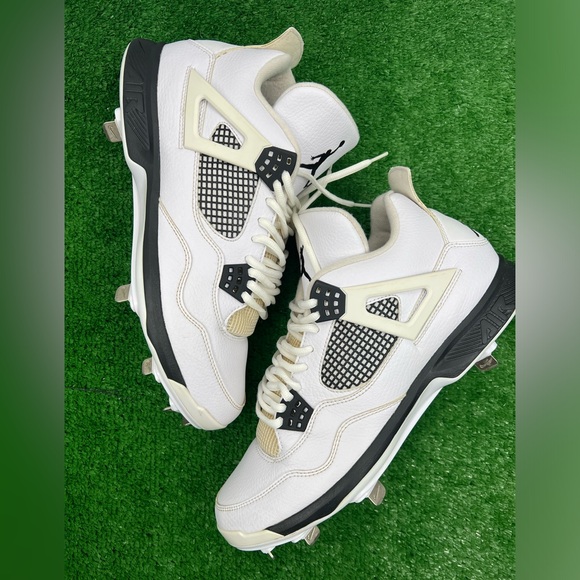 RARE! Size 11 - Jordan 4 Retro Metal Baseball Cleats - 807710-110 - Picture 14 of 15